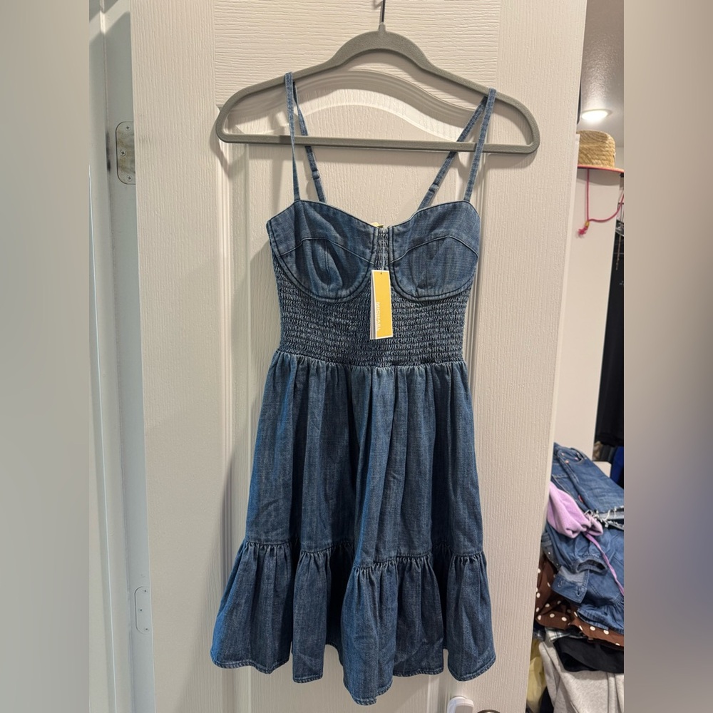 Michael Michael Kors Smocked Bustier Denim Dress